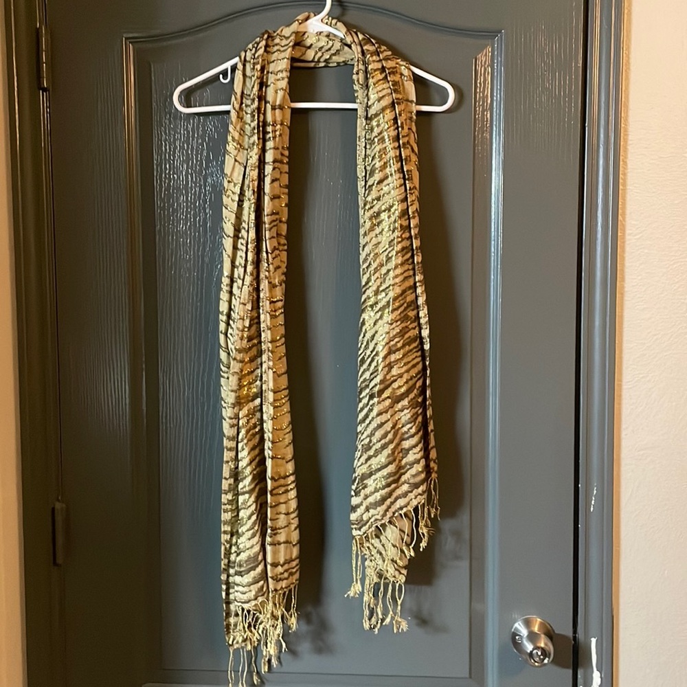 Gold zebra print scarf